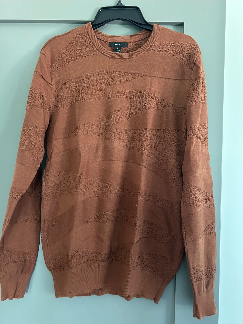 Alfani Red Brown Textured Crewneck Sweater - Men's
